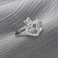 Brass Micro Pave Cubic Zirconia Adjustable Finger Rings for Women