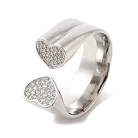Brass Micro Pave Cubic Zirconia Open Cuff Rings