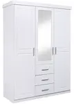 Třídveřová šatní skříň z masivu se zrcadlem guliver - bílá