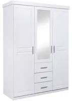 Třídveřová šatní skříň z masivu se zrcadlem guliver - bílá