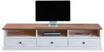 Tv stolek z masivu carson - bílá/hnědá