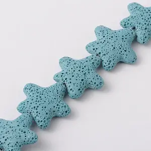 Star Synthetic Lava Rock Beads Strands