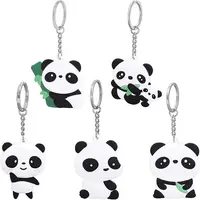 5Pcs 5 Style Silicone Panda Keychain