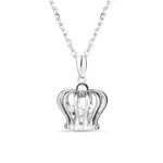 Rhodium Plated 925 Sterling Silver Crown Pendant Necklace