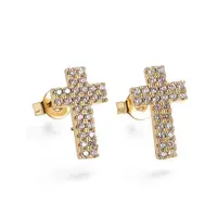 Brass Micro Pave Cubic Zirconia Stud Earrings