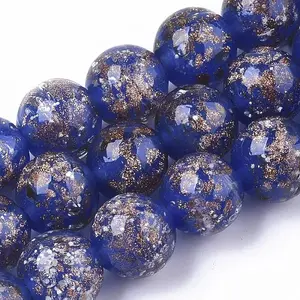 Handmade Gold Sand Lampwork Beads Strands