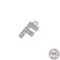Real Platinum Plated Rhodium Plated 925 Sterling Silver Micro Pave Clear Cubic Zirconia Charms
