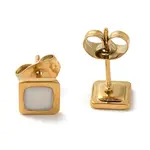 Ion Plating(IP) 304 Stainless Steel Square Stud Earrings