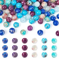 180Pcs 6 Styles Dyed Natural & Synthetic Imperial Jasper Beads Strands