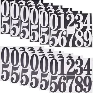12 Sheets 2 Colors Number 0-9 PVC Waterproof Self-Adhesive Sticker