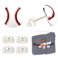 4 Pairs Sport Ball Alloy Stud Earrings for Women