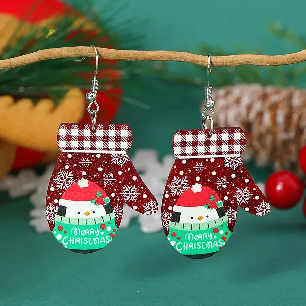 Christmas Gloves Acrylic DIY Dangle Earrings