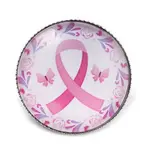 Breast Cancer Awareness Ribbon Glass Brooches