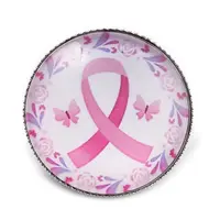 Breast Cancer Awareness Ribbon Glass Brooches