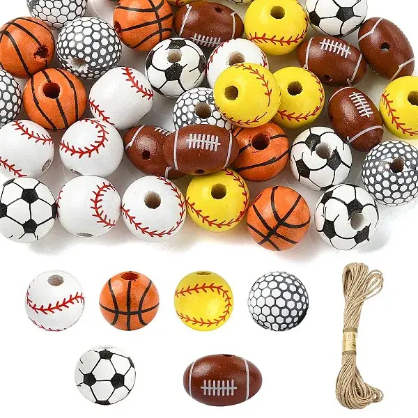 DIY Sports Natural Wood & Jute Cord Pendant Decoration Making Kits