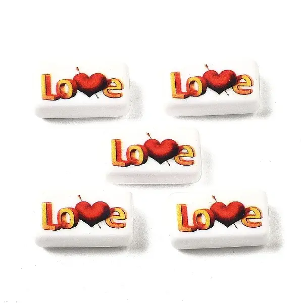 200Pcs Printed  Opaque Acrylic Beads