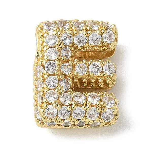 Brass Micro Pave Cubic Zirconia Beads