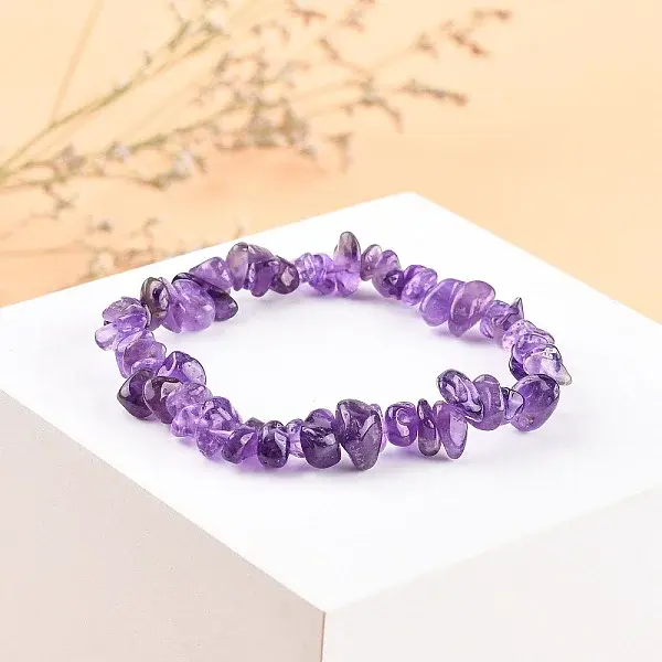 Amethyst Chips Stretch Bracelets