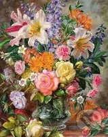 Diamantový obrázek - Květiny ve váze 30 x 40 cm