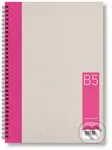 Kroužkový zápisník B5, čistý, růžový, 50 listů