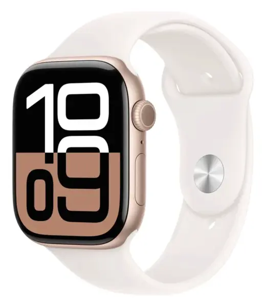 APPLE Watch Series 10 42mm Růžově zlatý hliník se světle ruměnným sportovním řemínkem M/L