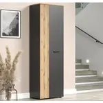 Předsíňová šatní skříň s policemi Esteban, antracit/dub evoke