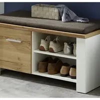 Nízký botník Materio, s podsedákem, dub/bílý