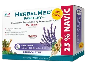 HERBALMED Šalvěj-ženšen bez cukru 30 pastilek
