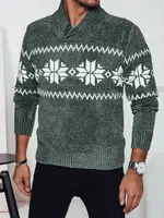 Pánský zelený svetr se vzorem vloček