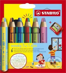 Multifunkčná farbička STABILO woody 3v1 duo -  6 ks