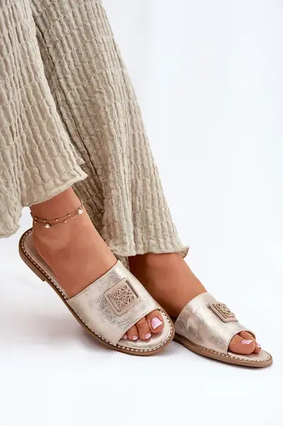 S. BARSKI Dámské Sandály Na Plochém Podpatku S Ozdobou