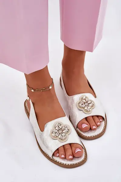 S. BARSKI Dámské Sandály Na Ploché Podpatky S Dekorativním Detaily S.Barski