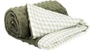 Medi Partners Blanket 75x100 cotton + minky – Checkered + green Minky