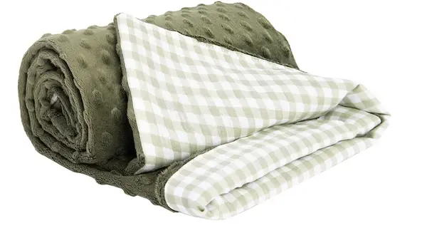 Medi Partners Blanket 75x100 cotton + minky – Checkered + green Minky