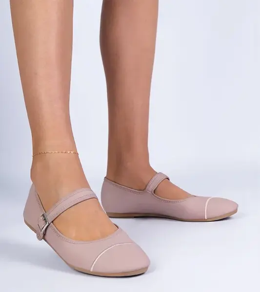 Gemre Pink matte-finish ballet flats Longhola