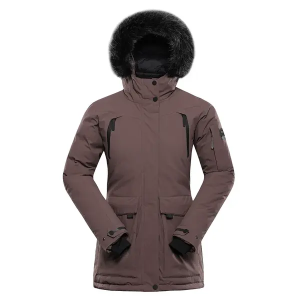 Dámská zimní bunda s membránou ptx alpine pro werda 3  hnědá l plus