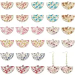 48Pcs 8 Colors Printed Flower Wood Pendants