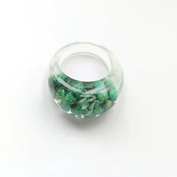 Resin Dried Flower Finger Rings for Women
