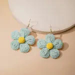 Flower Alloy Raffia Flower Dangle Earrings