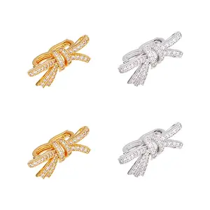 4Pcs 2 Colors Brass Rhinestone Fold Over Clasps