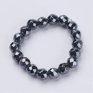 Non-Magnetic Synthetic Hematite Beads Stretch Rings