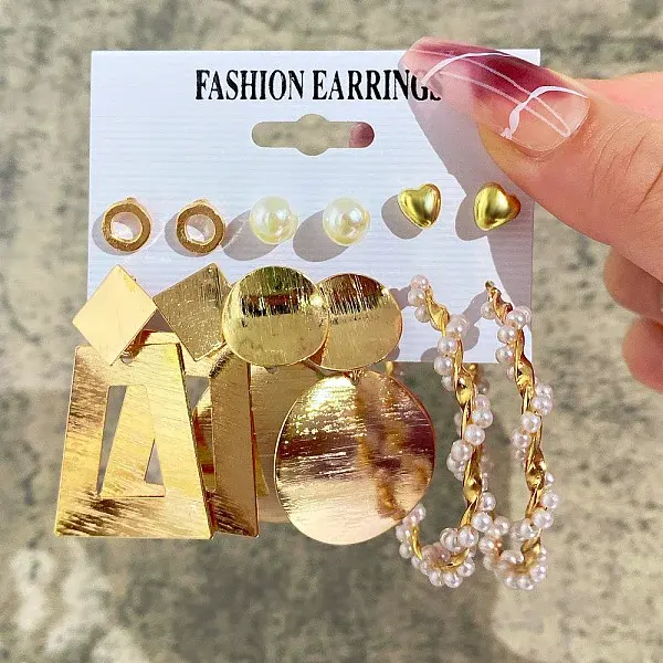 Alloy & Plastic Pearl Earring Sets