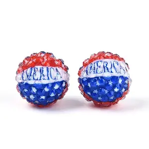 Independence Day Opaque Acrylic Round Beads