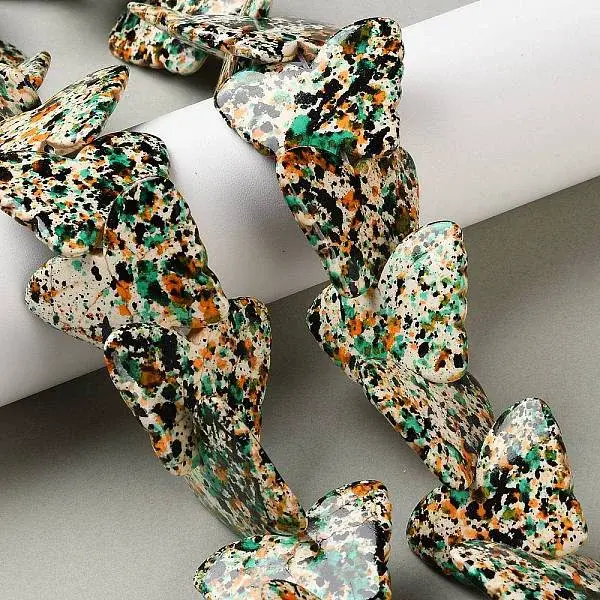 Spray Printed Synthetic Turquoise Beads Strands