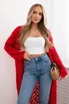 Svetr dlouhý cardigan Super KID Mohair červený