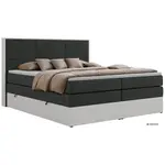 MKS POSTEL BOXSPRING DELVIT KING 180/200 - Tmavě šedá Strukturovaná látka - Topper T25 - H3