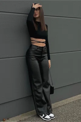 Madmext Mad Girls černé kožené kalhoty