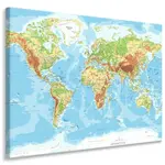 Muralo OBRAZ NA PLÁTNĚ Barevná Politická Mapa světa 90x60