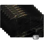 MuchoWow SADA 6 KS PROSTÍRÁNÍ Mramorový vzhled - Luxury - Black - Gold 45x30 cm