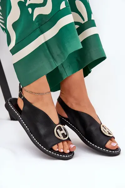 Boto Ploché Elegantní Sandály S Dekorací Černé Iseliria